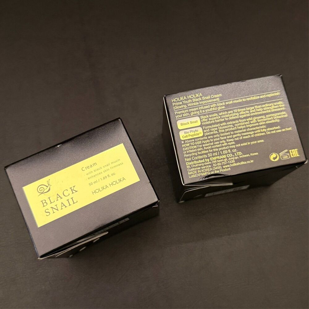 Lot of 4 Holika Holika Black Snail Cream Black Snail Mucin for Firm Skin NEW
